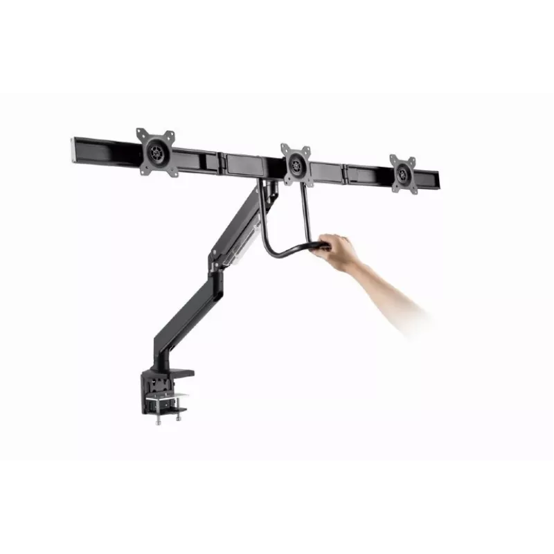 Desk monitor mount GEMBIRD MA-DA3-03, 3-arm, gas spring, VESA 75–100x100, supports 3 displays up to 27 inch, max 18 kg, black