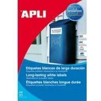 Printer label APLI 01228 White Polyester A4 210x297mm 20 sheets
