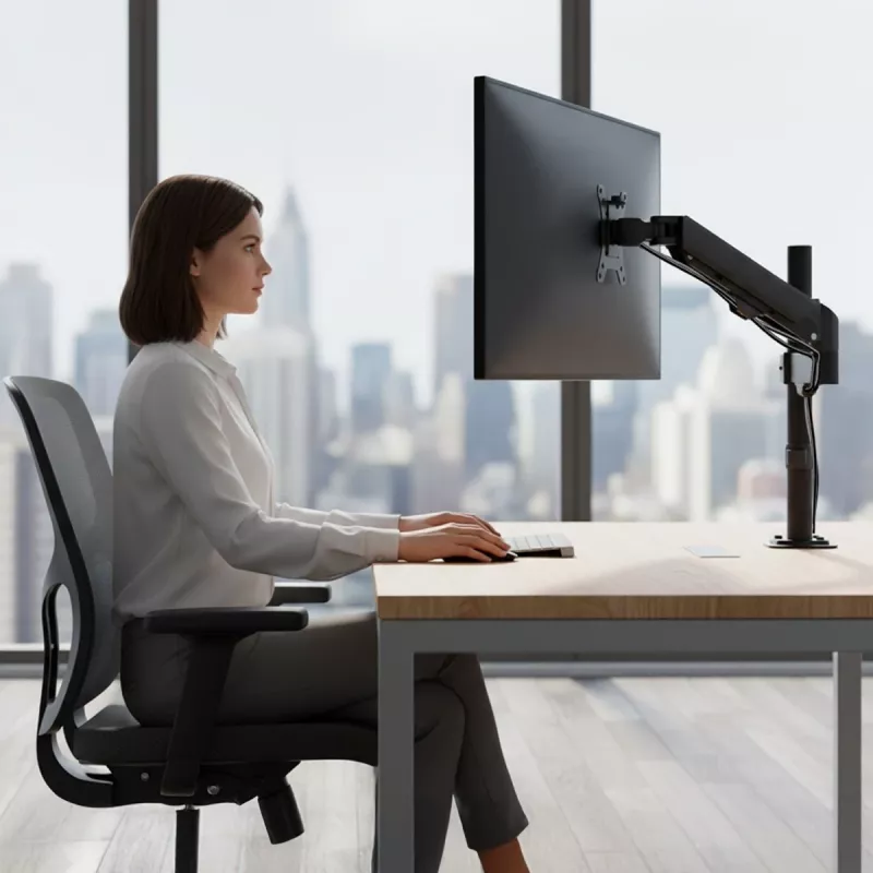 Monitor mount MACLEAN MC-135 gas spring for 17 inch–32 inch screens, load 2–10 kg, black
