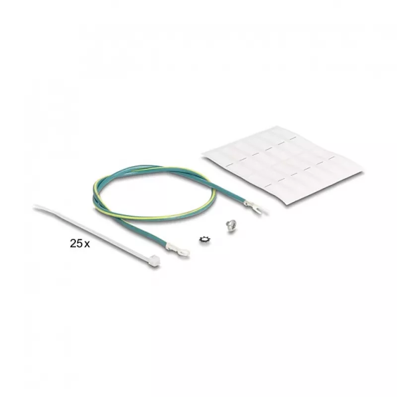 DELOCK 19 inch Keystone Patch Panel 24-port angled with strain relief, 1U, black, 482.6×125.5×44.2 mm