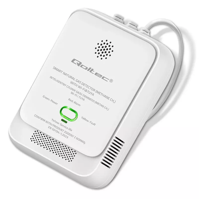 Gas leak detector QOLTEC NG Tuya — natural gas (CH4) detector, smart Tuya-compatible