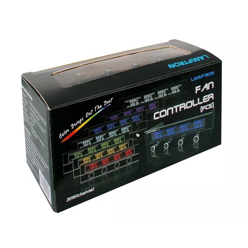 5.25-inch Fan Controller Lamptron FC5 V2 black — multi-fan PWM/manual control, front-panel installation