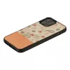 Protective phone case man and wood for iPhone 12 Pro Max — pink flower on black