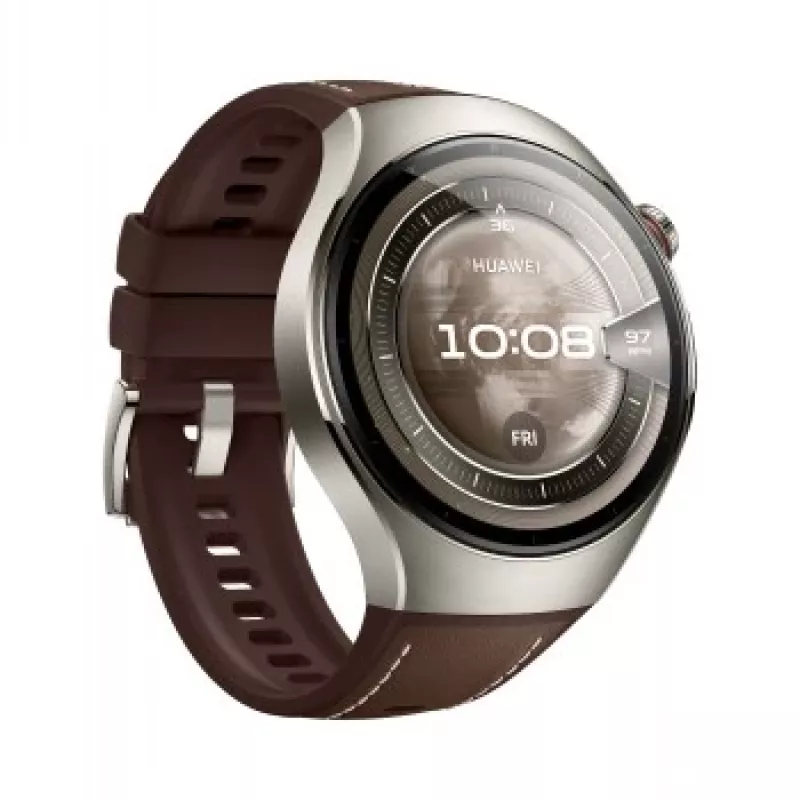 Smartwatch HUAWEI WATCH 5 Classic 46 mm, 1.38 inch AMOLED 466×466, Touchscreen, GPS, Silver case, Brown band
