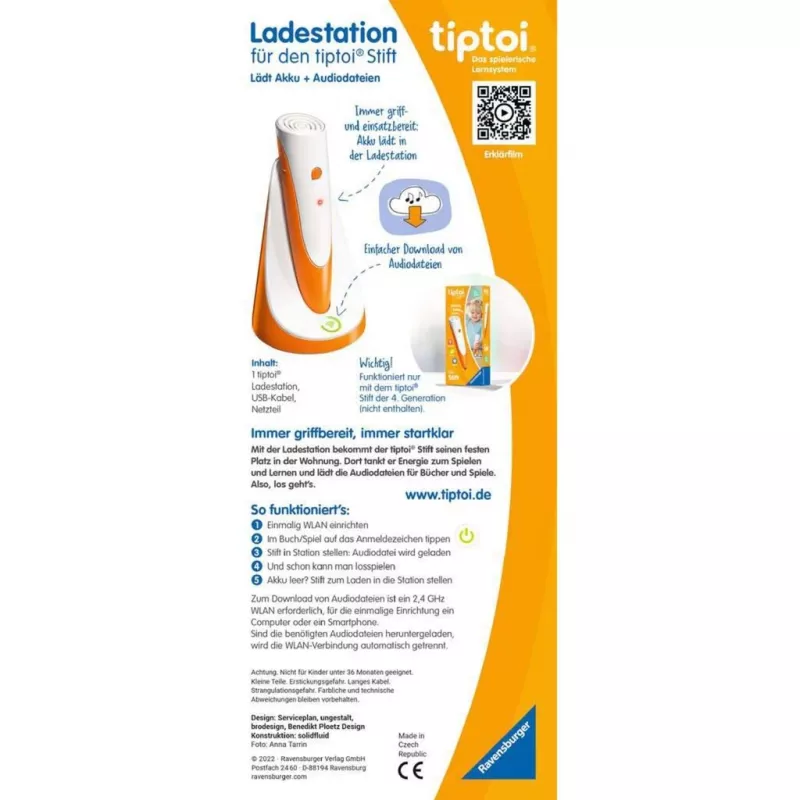 tiptoi Charging Station Ravensburger 00111 Indoor Stylus Pen Orange White