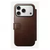 Mobile phone cover Nomad Modern Leather Folio for iPhone 17 Pro, leather/aluminium, 16 cm (6.3 inch) brown, 4 card pockets