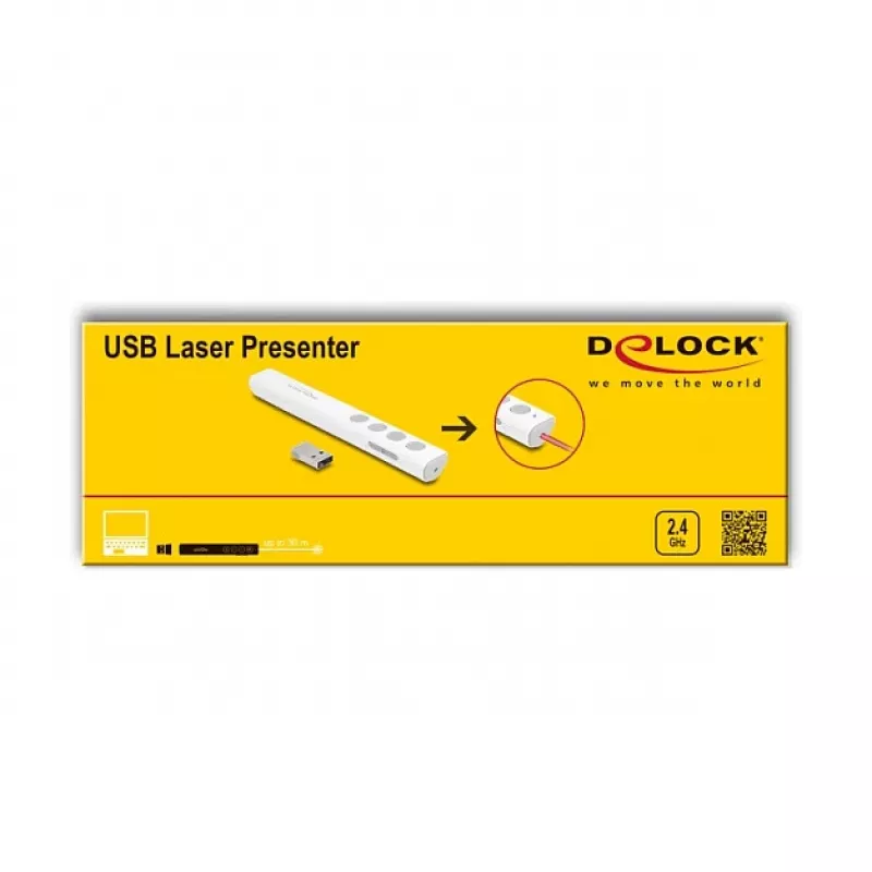 DeLOCK USB Laser Presenter white Wireless USB RF Nano Receiver