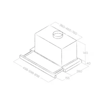 Built-in cooker hood Elica Elite 14 LUX 60 BL — 598 mm width, 368 m³/h extraction, aluminium grease filter, LED, 62 dB