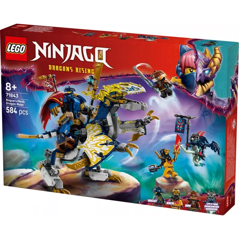 LEGO NINJAGO set 71843 Rogue’s Mech Dragon Rider — 584 pcs, 4 minifigures, 190 mm model height