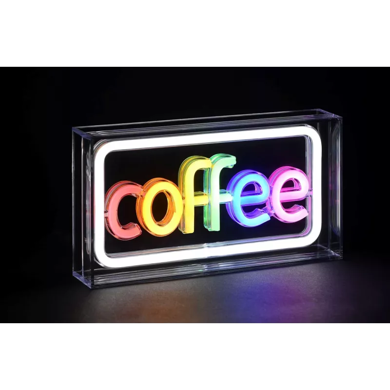 Neon LED sign ActiveJet AJE-NEON COFFEE, multicolour, USB 5V, surfaced mount, AS plastic frame