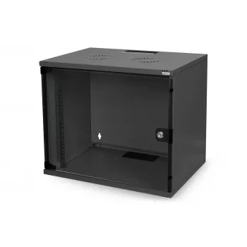 DIGITUS SOHO 7U Wall Mount Rack Cabinet 19 inch 540x400x370 mm Black Glass Door Flat-Packed