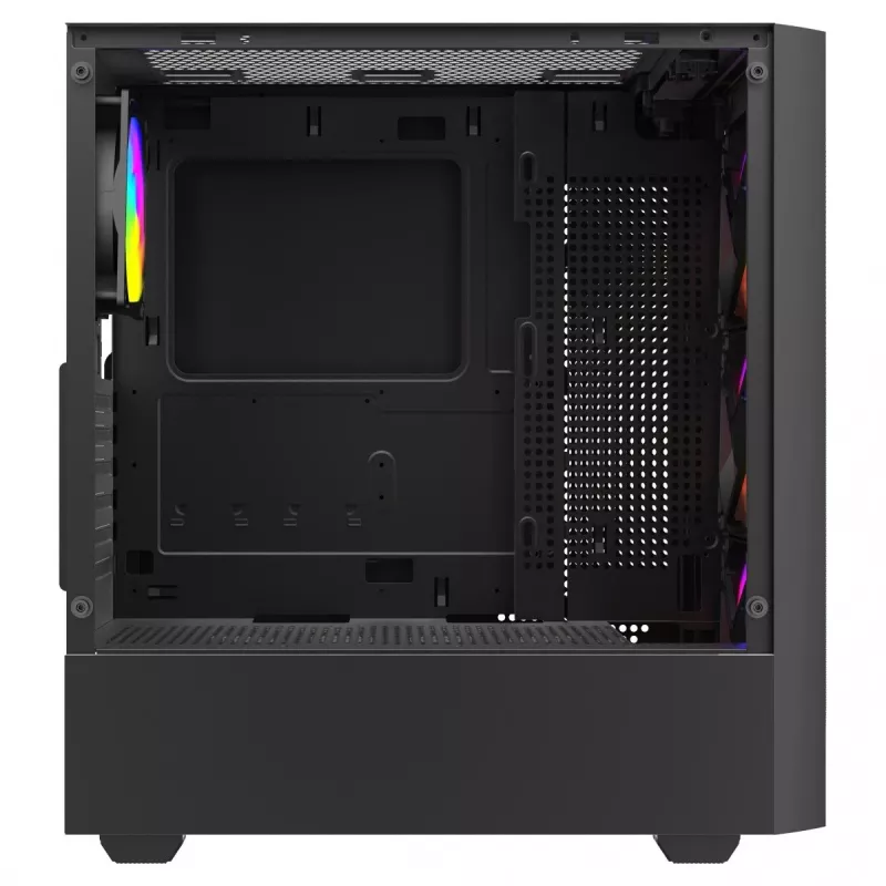 PC case SAVIO Noctis Flow RGB — Cube, ATX/Mini-ITX, 3x 120 mm front fans, tempered glass side, max GPU 35 cm