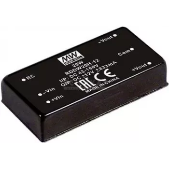 Power adapter/inverter Mean Well RDDW20G-15 — 20 W, 15 V output, input 18–75 V, RoHS, 35 g