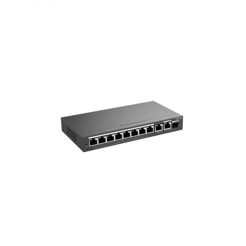 Managed L2 Switch RUIJIE RG-ES210GS-P — 10x Gigabit RJ-45, 2x SFP, 8x PoE+ ports, 120W PoE budget, Cloud-managed