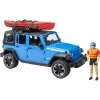 Toy model vehicle BRUDER Jeep Wrangler Rubicon Unlimited with kayak and figure BR-02529