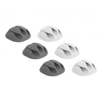 DeLOCK with 3 feed-throughs - Cable Holder Kit - desk-mountable, surface-mountable, suitable for wall mounting - Grey, White (18297)