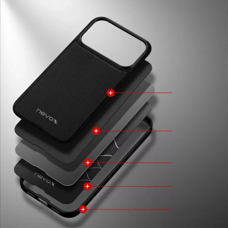 Nevox StyleShell NYLO 2528 Case for iPhone 17 Pro, Black