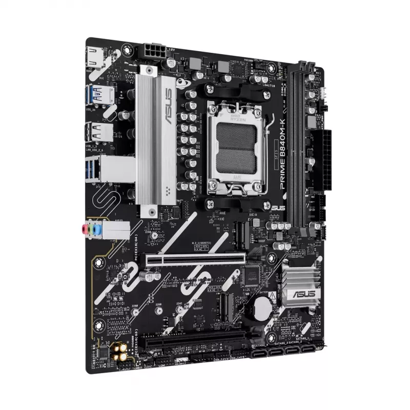 Motherboard ASUS PRIME B840M-K — AMD B840, Socket AM5, micro ATX, DDR5, 2 DIMM, 128 GB, 2.5 GbE, M.2, SATA III