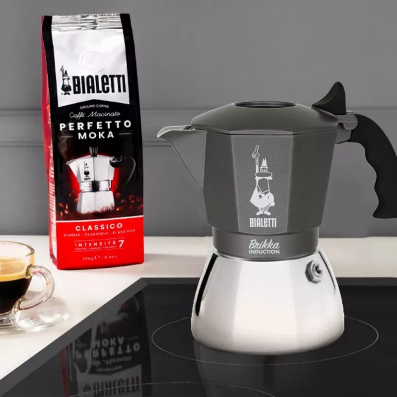 Coffee maker BIALETTI BRIKKA INDUCTION 4TZ 180 ml Anthracite, Silver
