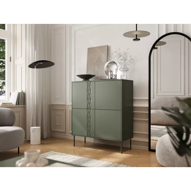 Cama 4D chest of drawers TRESSE 100x40x110 matte green