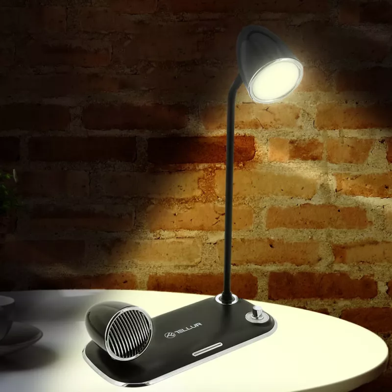 Desk lamp Tellur TLL151361 with wireless Qi charger and Bluetooth speaker, adjustable lighting