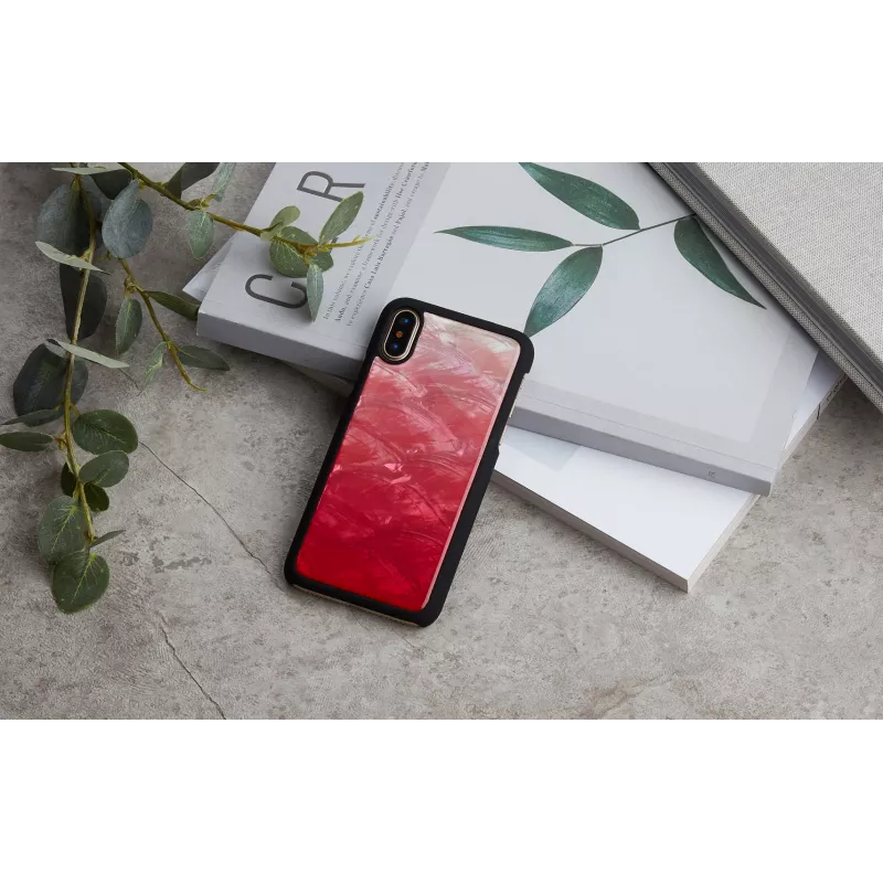 Smartphone case iKins for iPhone XS / XS S — pink lake and black, protective cover