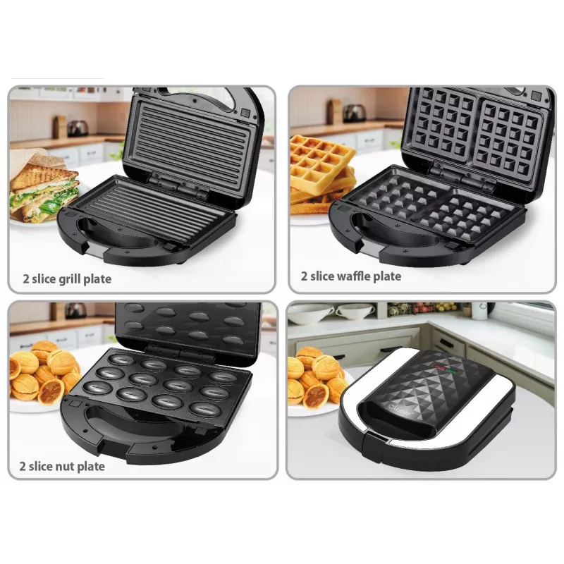 Toaster Sandwich Maker Maestro MR-709 3in1 750W — sandwich press, grill & waffle plates, white