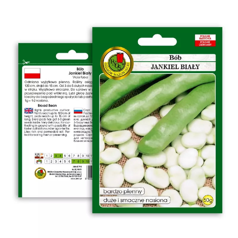 Seed packet Apte PNOS — Broad bean (fava) Jankiel Bialy, 50 g