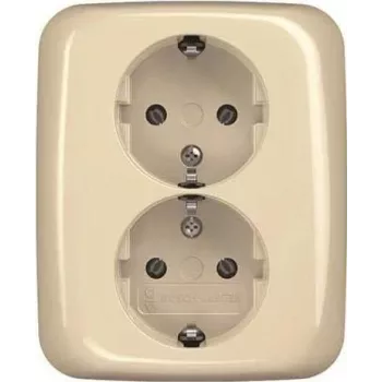 BUSCH JAEGER BJ 202 EUJ-212 SCHUKO Double Socket full cover plate
