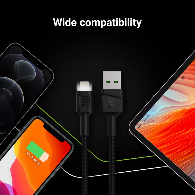 Green Cell KABGC05 lightning cable 1.2 m Black
