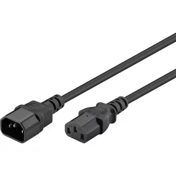 Wentronic Goobay Kaltgeräte Verlängerung, 2 m, Schwarz - Gerätestecker C14 (Kaltgeräteanschluss) > Gerätebuchse C13 (Kaltgeräteanschluss) (50081)