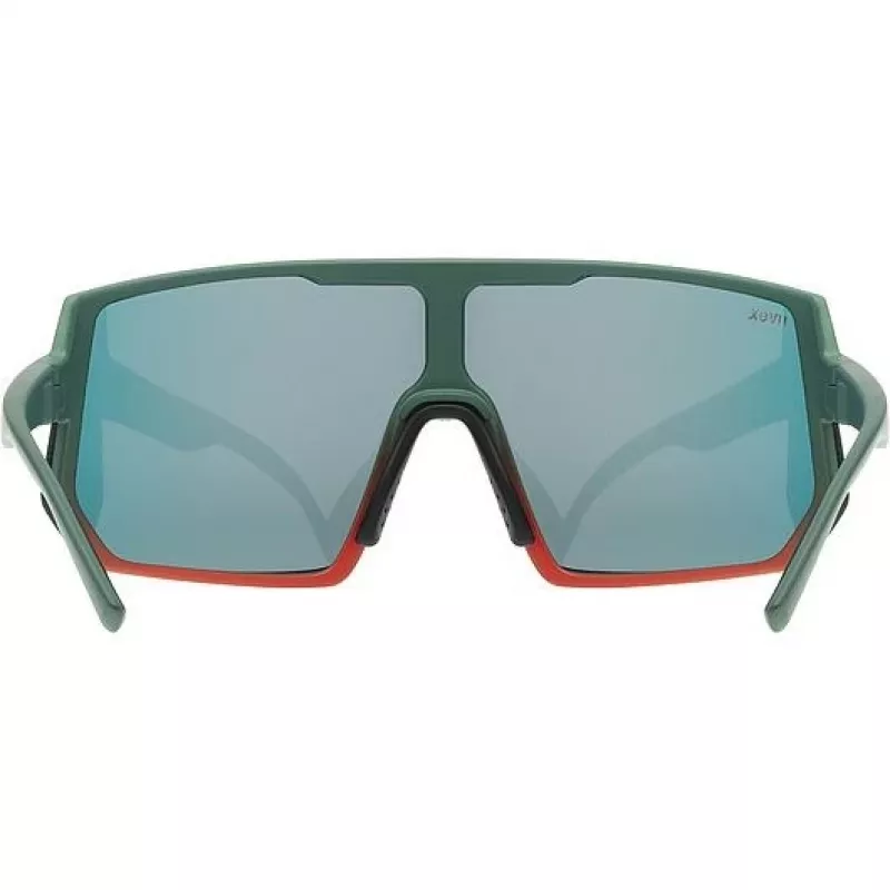 Multi-sport glasses UVEX sportstyle 235 — Unisex, semi-rimless frame, green/red