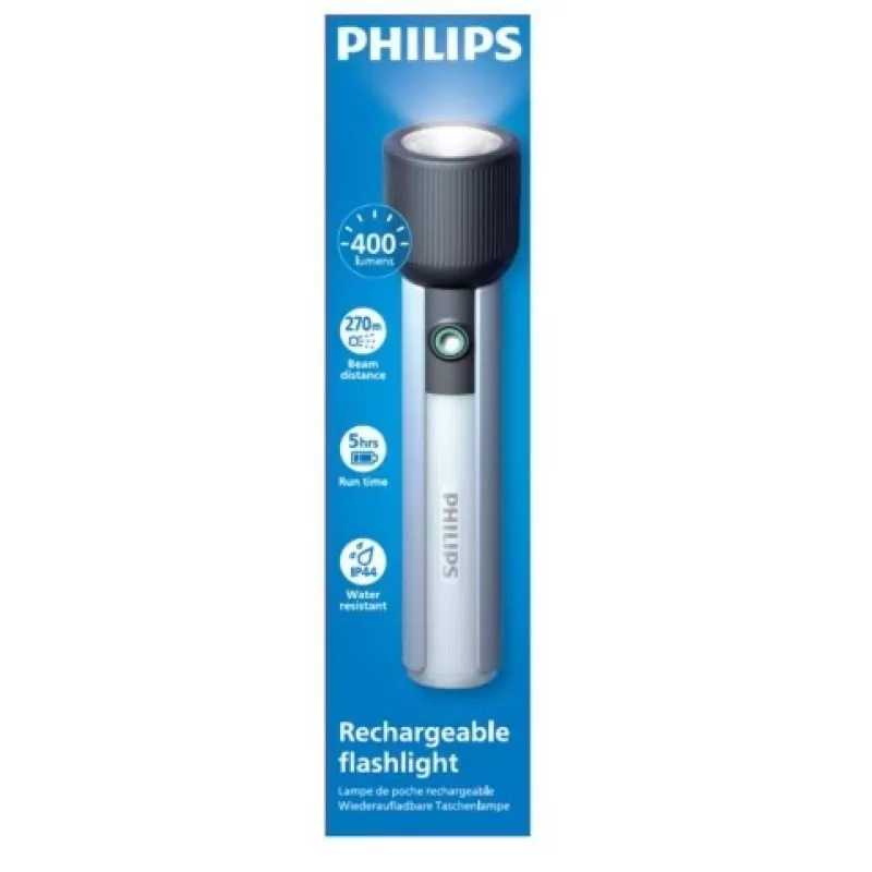 Flashlight Philips Rechargeable USB-C 400 lm 2000 mAh – portable LED handheld light