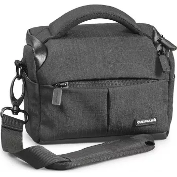 Pouch case Cullmann Malaga Vario 200 — grey polyester, 3 exterior pockets, shoulder strap, 0.212 kg