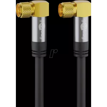 Goobay SAT Antenna Cable (135 dB Type), 4x Shielded, 10 m, Black - Gold-Plated, F-Plug 90° > F-Plug 90° (70589)