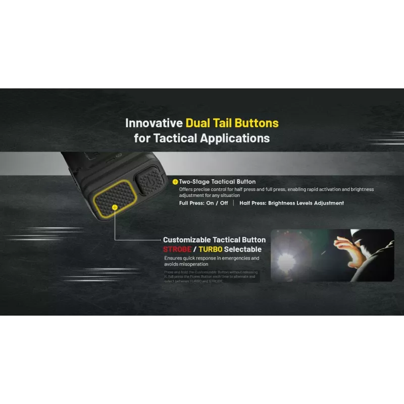 Tactical flashlight Nitecore EDC25 — dual-LED, 15 lm, aluminium body, USB-rechargeable, IP54, shockproof, black