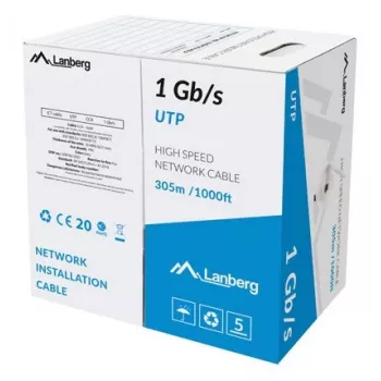 LANBERG networking cable LCU6-10CC-0305-S U/UTP Cat6 305 m, 23 AWG, CCA, grey