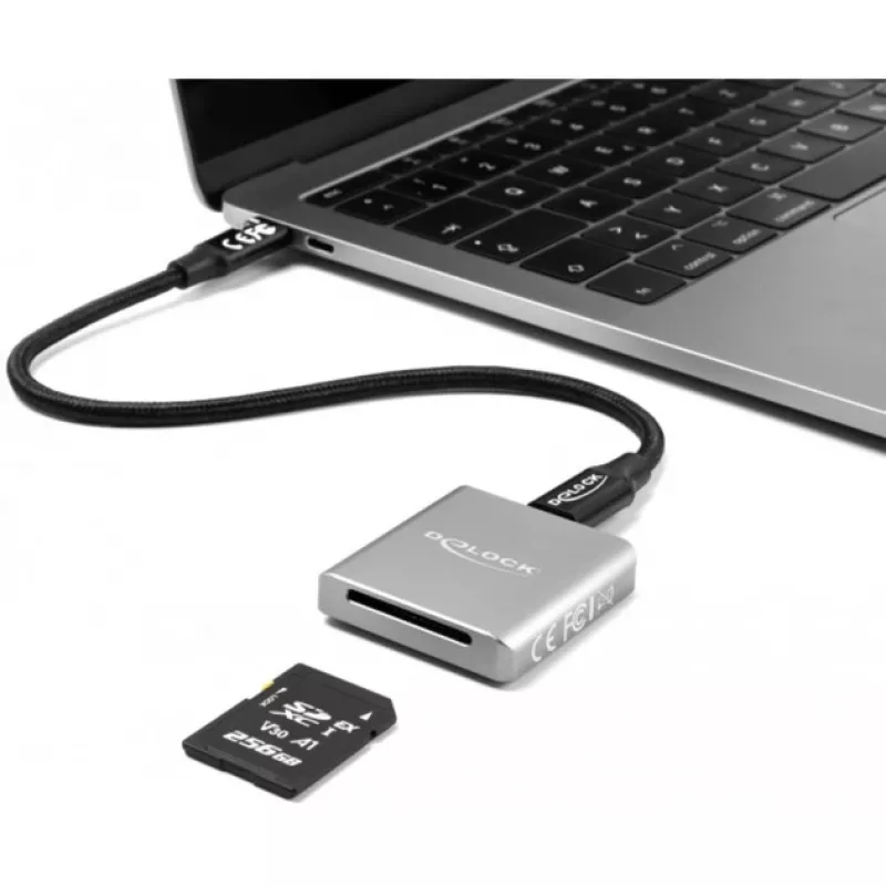 DeLOCK 91006 Card Reader Grey SD USB Type-C 10000 Mbit/s