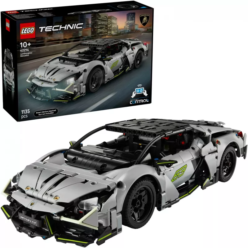 LEGO Technic Supercar Lamborghini Revuelto 42214 — 1:10 scale detailed model kit, 1,135 pieces