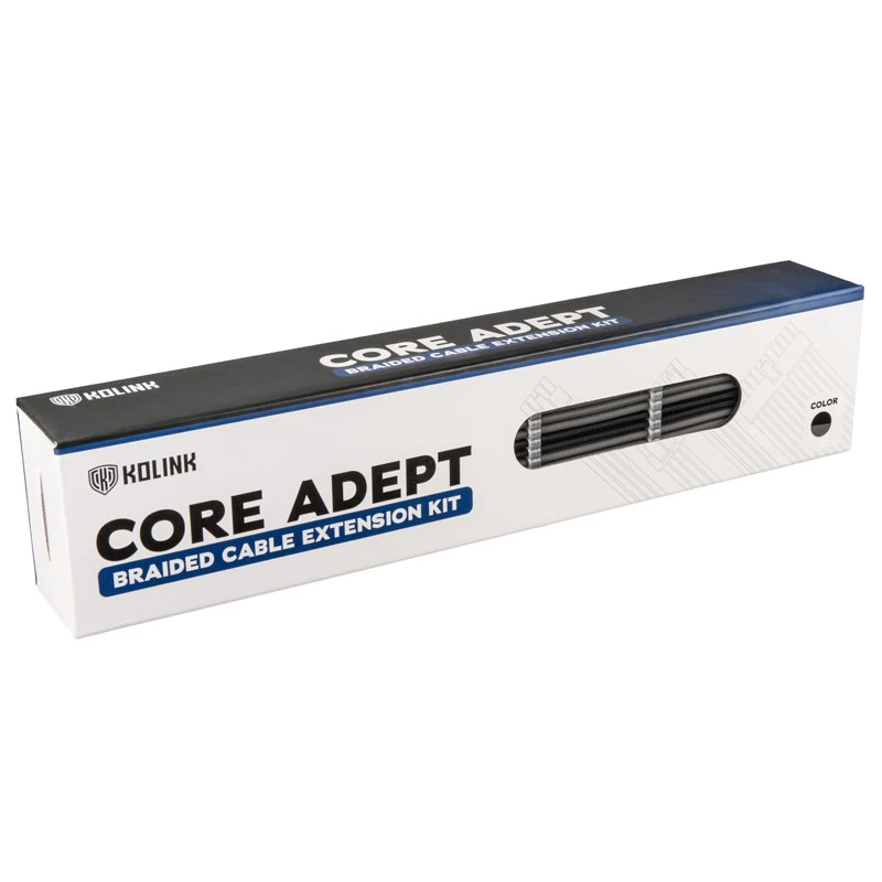 Cable extension kit Kolink Core Adept — braided PET jacket, copper conductors, 300–350 mm lengths, 6-piece set