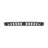 DELOCK 19 inch Keystone Patch Panel 24-port angled with strain relief, 1U, black, 482.6×125.5×44.2 mm