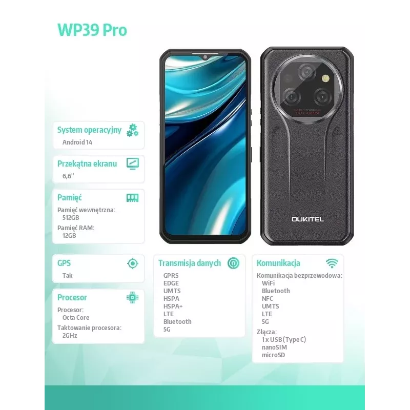 Smartphone Oukitel WP39 Pro 12/512 11000mAh Grey