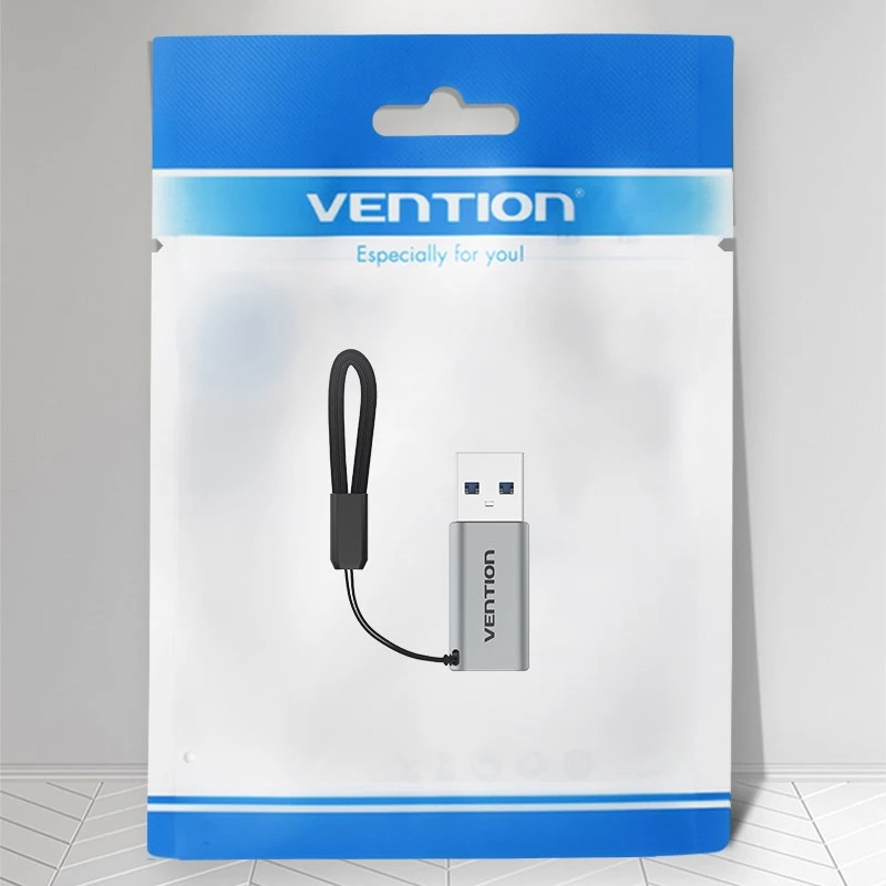 Vention USB 3.0 Male to USB-C Female Adapter Gray Aluminum Alloy Type