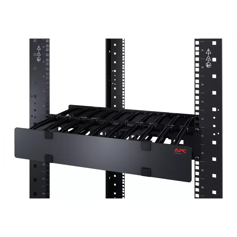 APC NetShelter Cable Management, Horizontal Cable Manager, 1U, Single Side with Cover, Black, 482.6 x 44.45 x 165.1 mm