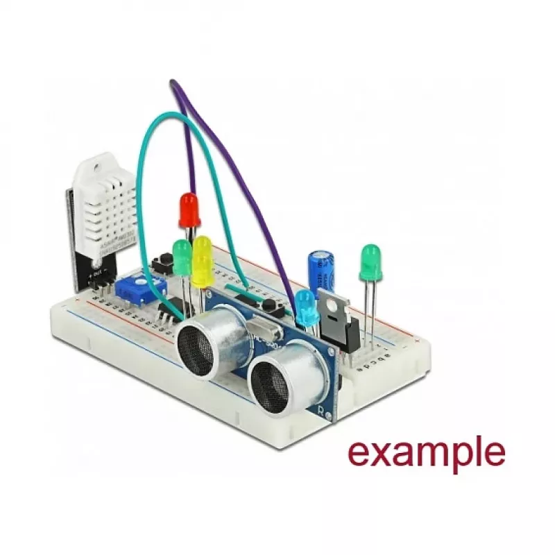 Breadboard DELOCK 18314 — solderless prototype board, metal/plastic, 109×165×1 mm, black/white