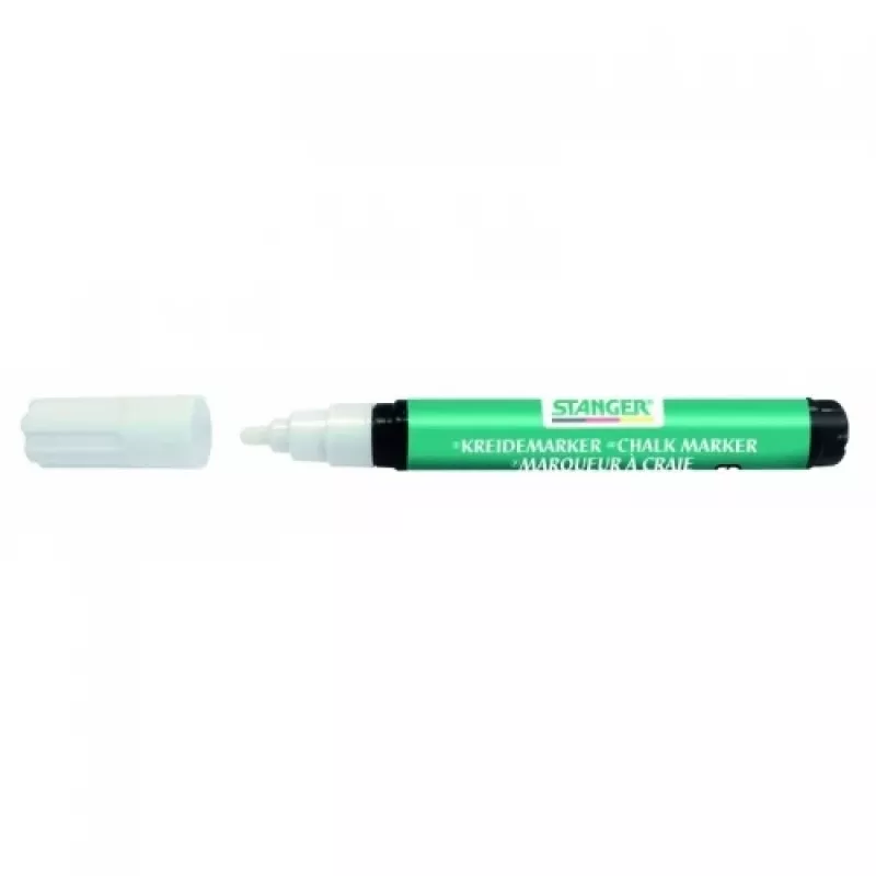 Chalk Marker Stanger 620000-1, white, 3–5 mm chisel tip