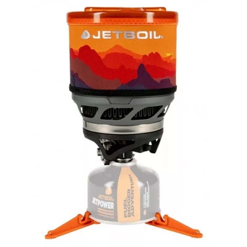 Portable grill stove Jetboil MiniMo — compact lightweight camping stove with integrated fluxring burner and simmer control