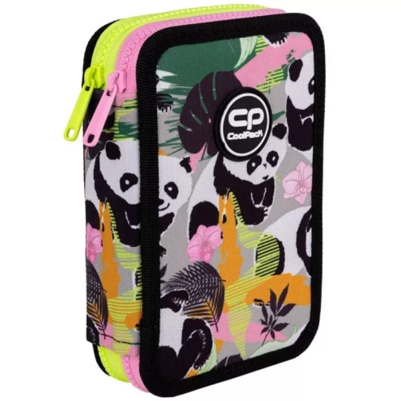 Double decker school pencil case with equipment CoolPack Jumper 2 PANDA GANG
