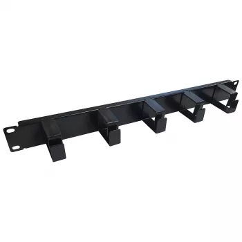 Extralink 1U Cable Organizer with 5 Plastic Holders, Black, 19 inch Rack Mount
