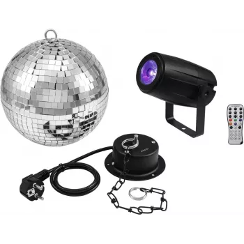 Mirror Ball Set EUROLITE 20 cm with Motor and PST-5 QCL Spot LED